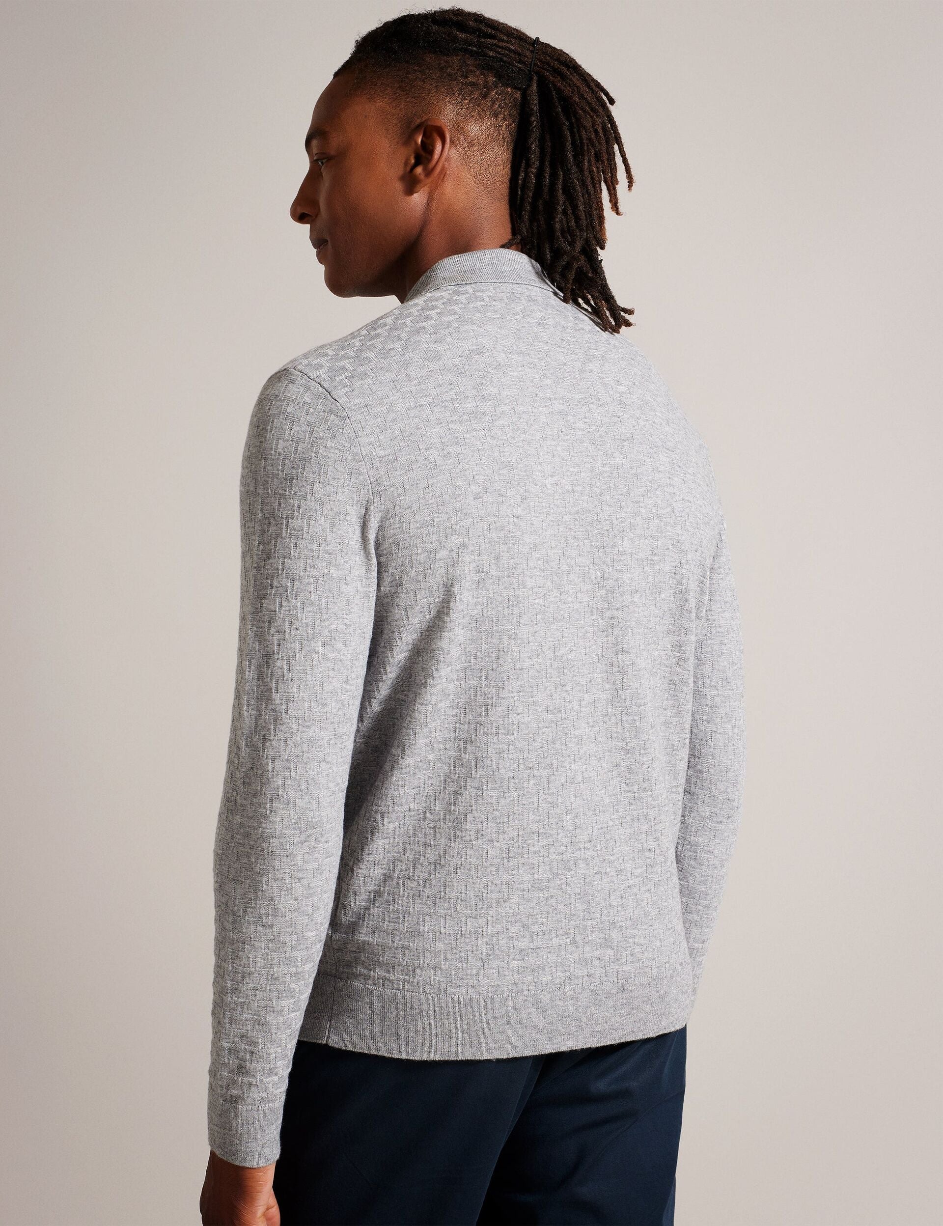 Men MORAR - Long Sleeve T Stitch Knitted Polo - Ted Baker