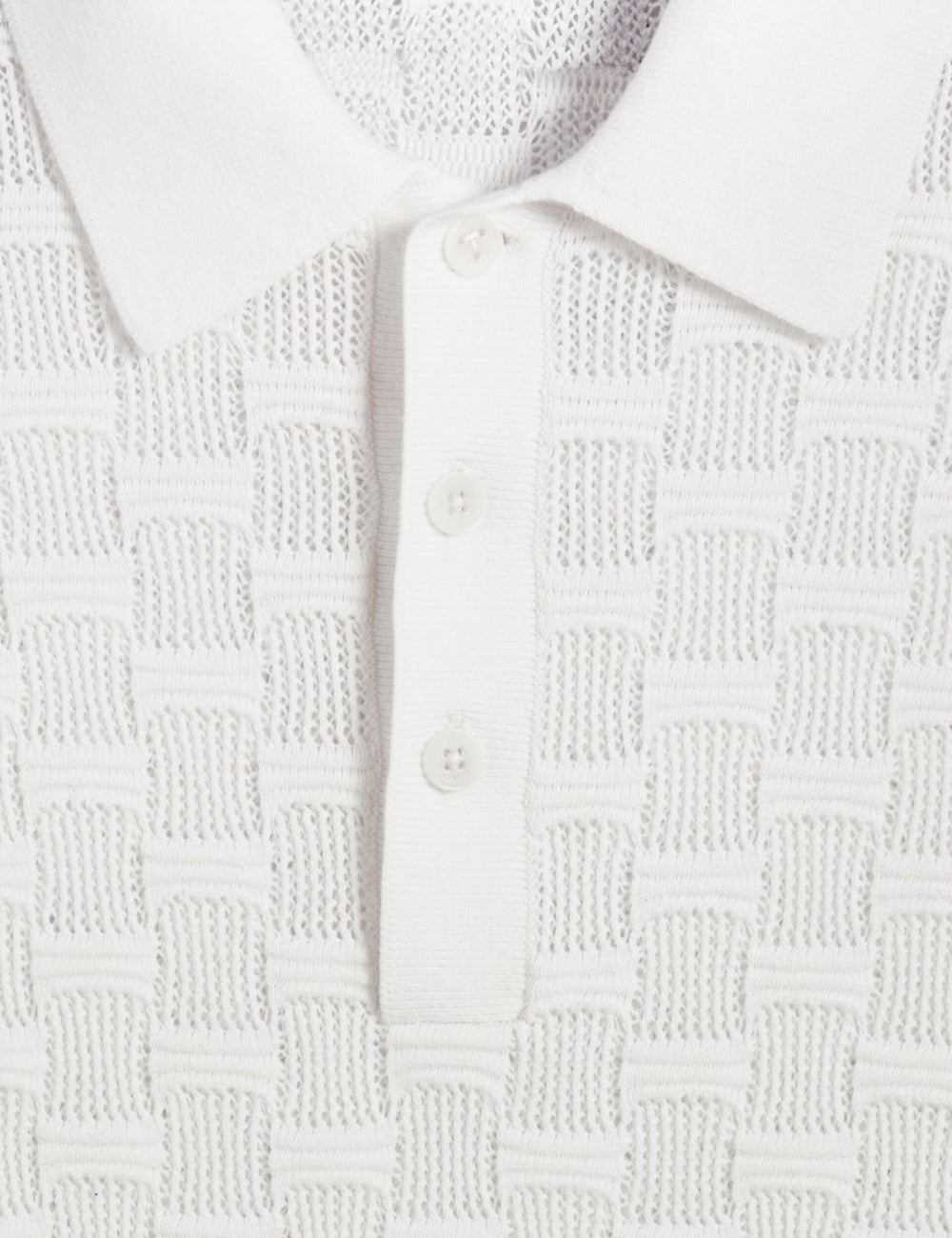 Men WATERBY - White Textured Knit Silk Cotton Polo Shirt - Ted Baker