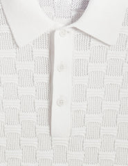 Men WATERBY - White Textured Knit Silk Cotton Polo Shirt - Ted Baker