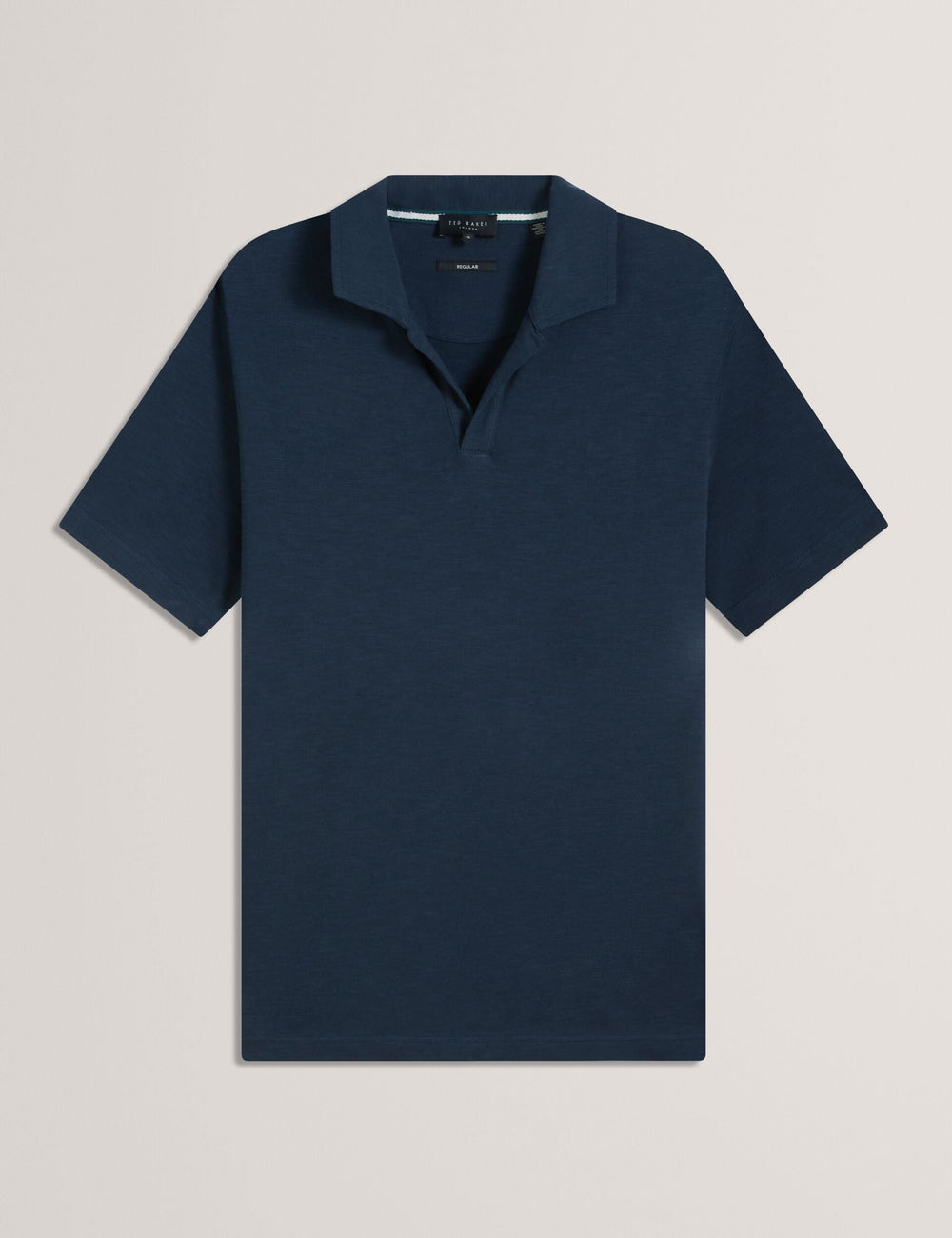 Men ANITO Open Neck Cotton Linen Polo Shirt - Ted Baker