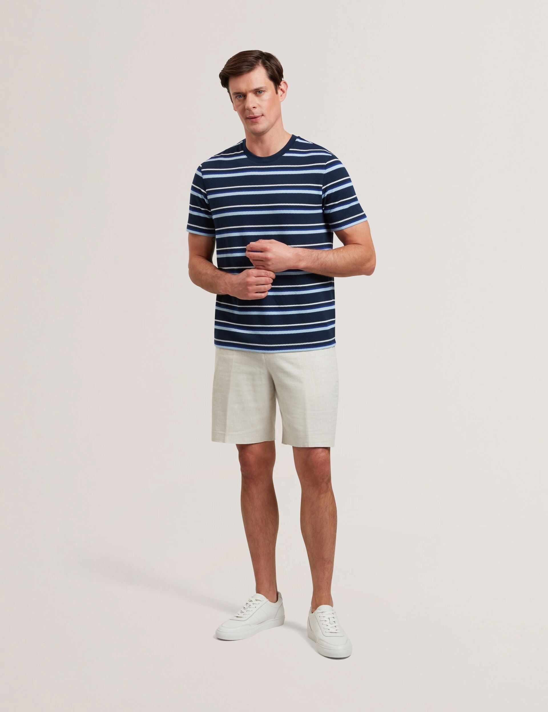 Men GORANO - Short Sleeve Textured Striped T-Shirt - Ted Baker