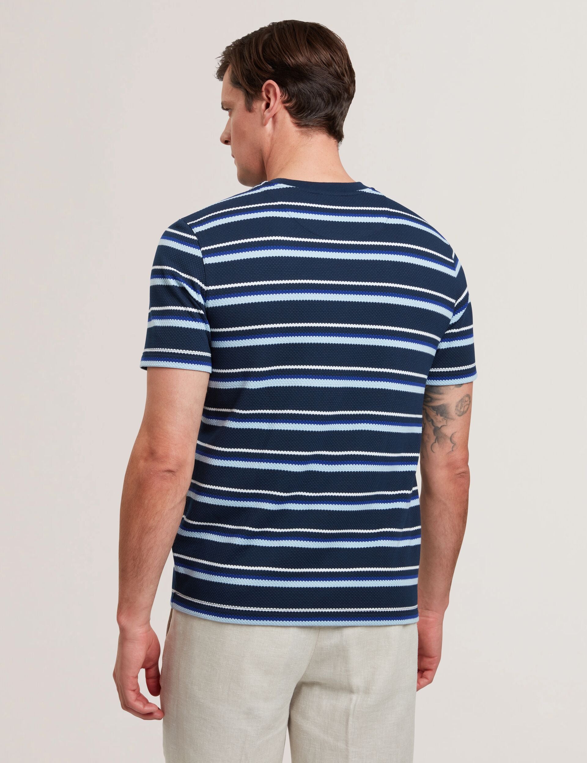 Men GORANO - Short Sleeve Textured Striped T-Shirt - Ted Baker