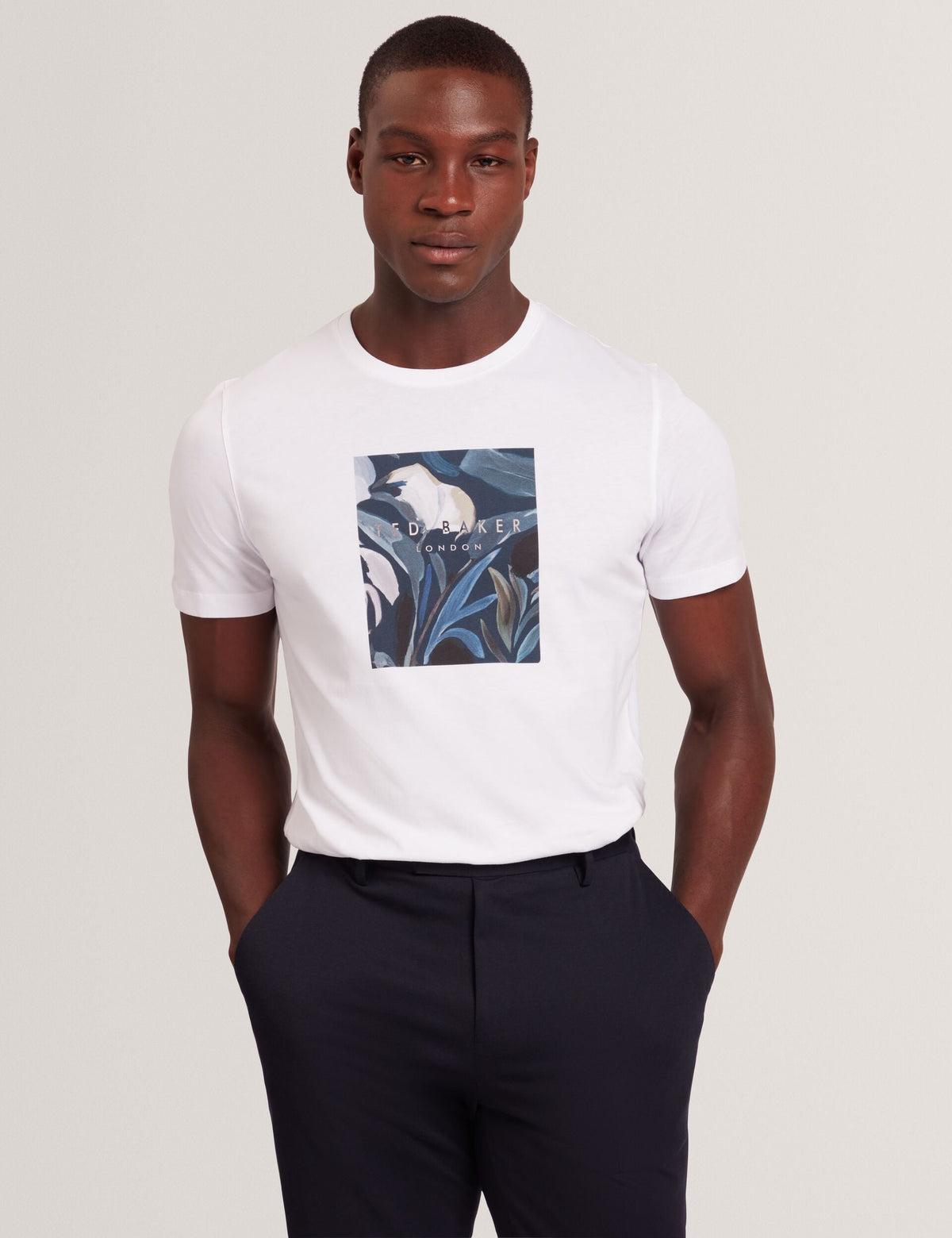 Men JUSTINOO - White Branded Box Print Graphic Cotton T-Shirt - Ted Baker