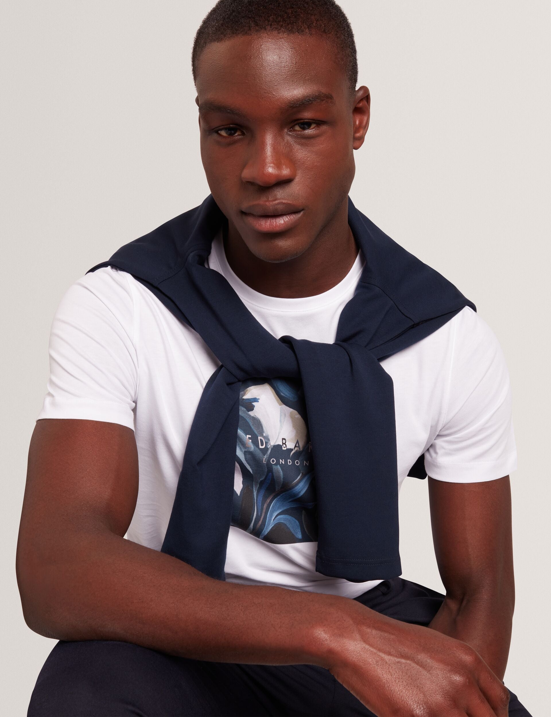 Men JUSTINOO - White Branded Box Print Graphic Cotton T-Shirt - Ted Baker