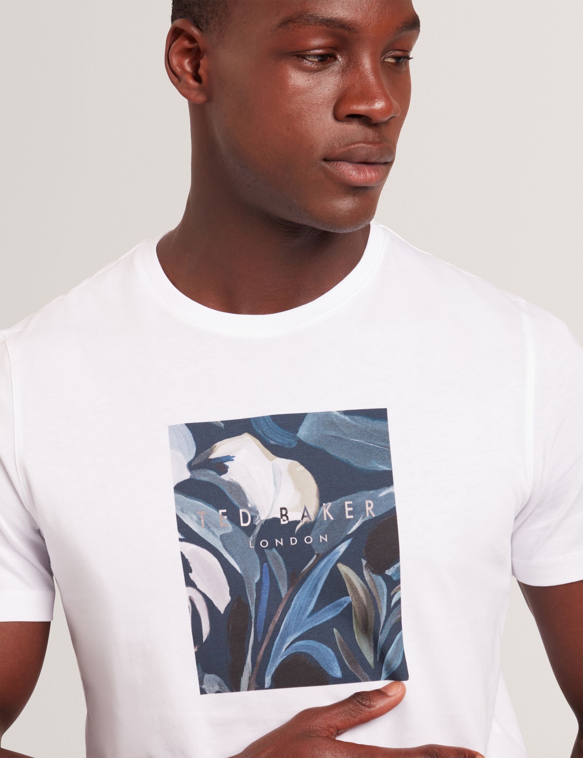Men JUSTINOO - White Branded Box Print Graphic Cotton T-Shirt - Ted Baker