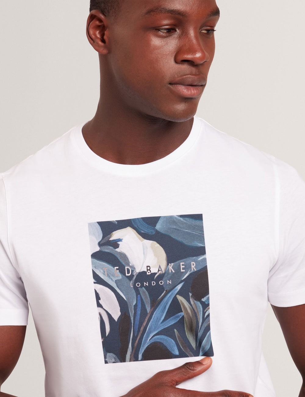 Men JUSTINOO - White Branded Box Print Graphic Cotton T-Shirt - Ted Baker
