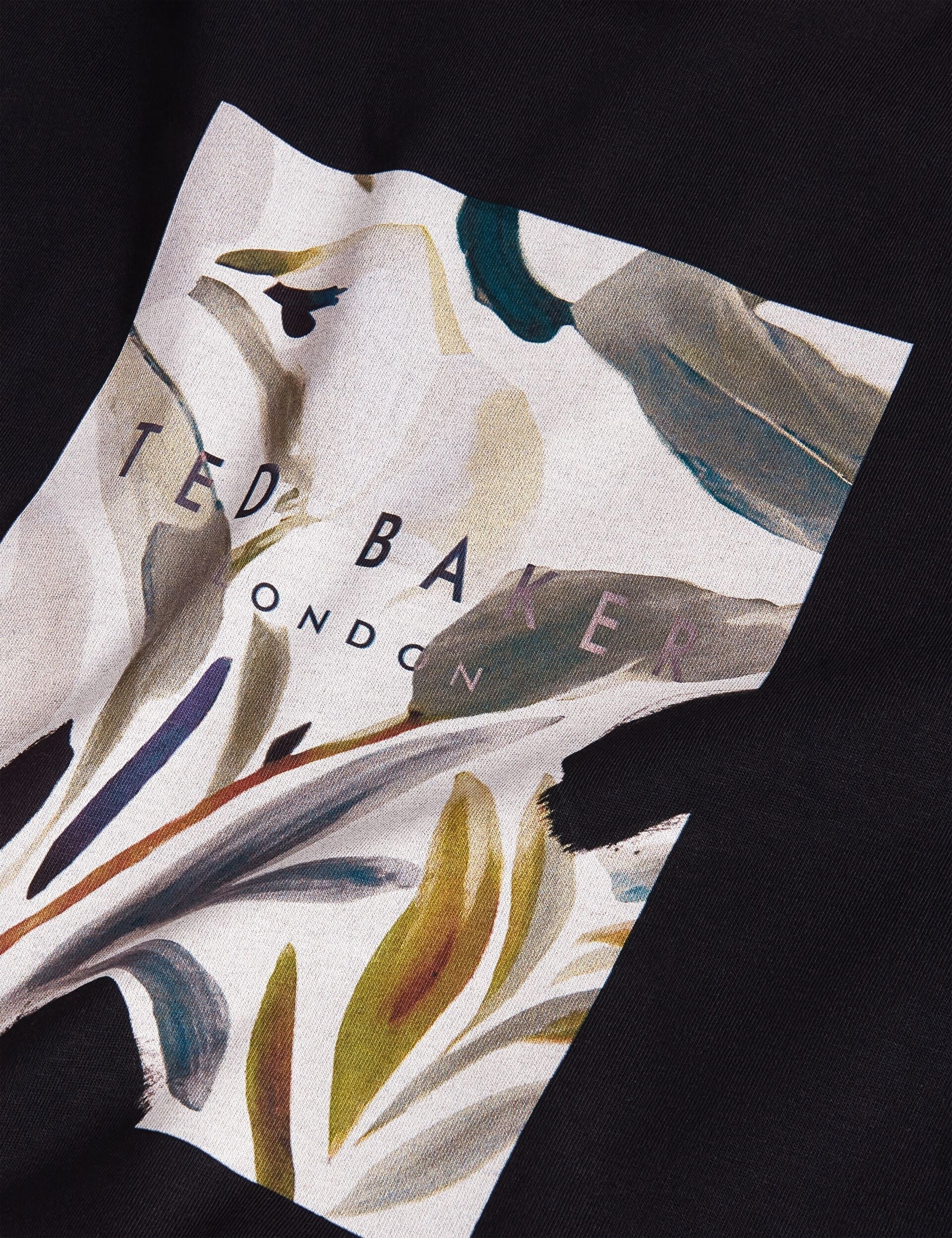 Men JUSTINOO - Black Branded Box Print Graphic Cotton T-Shirt - Ted Baker