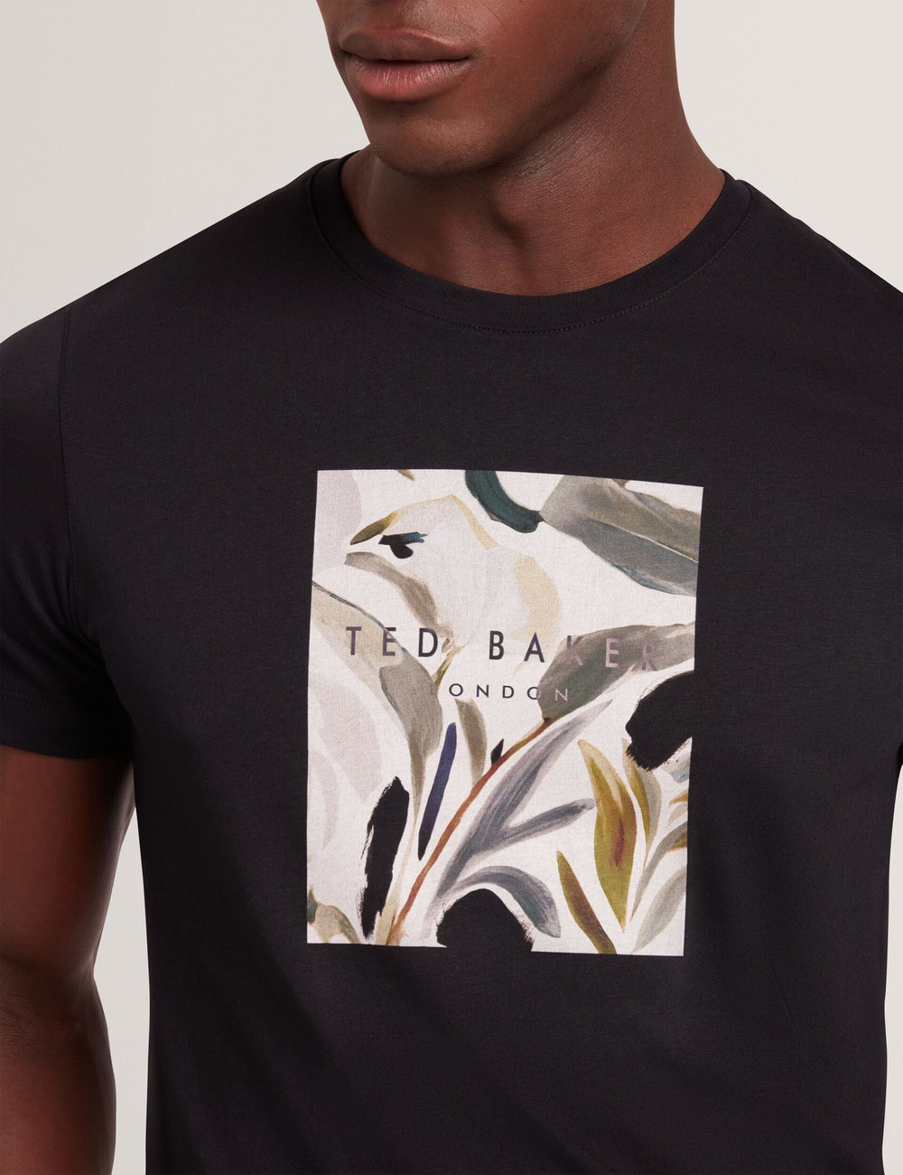 Men JUSTINOO - Black Branded Box Print Graphic Cotton T-Shirt - Ted Baker