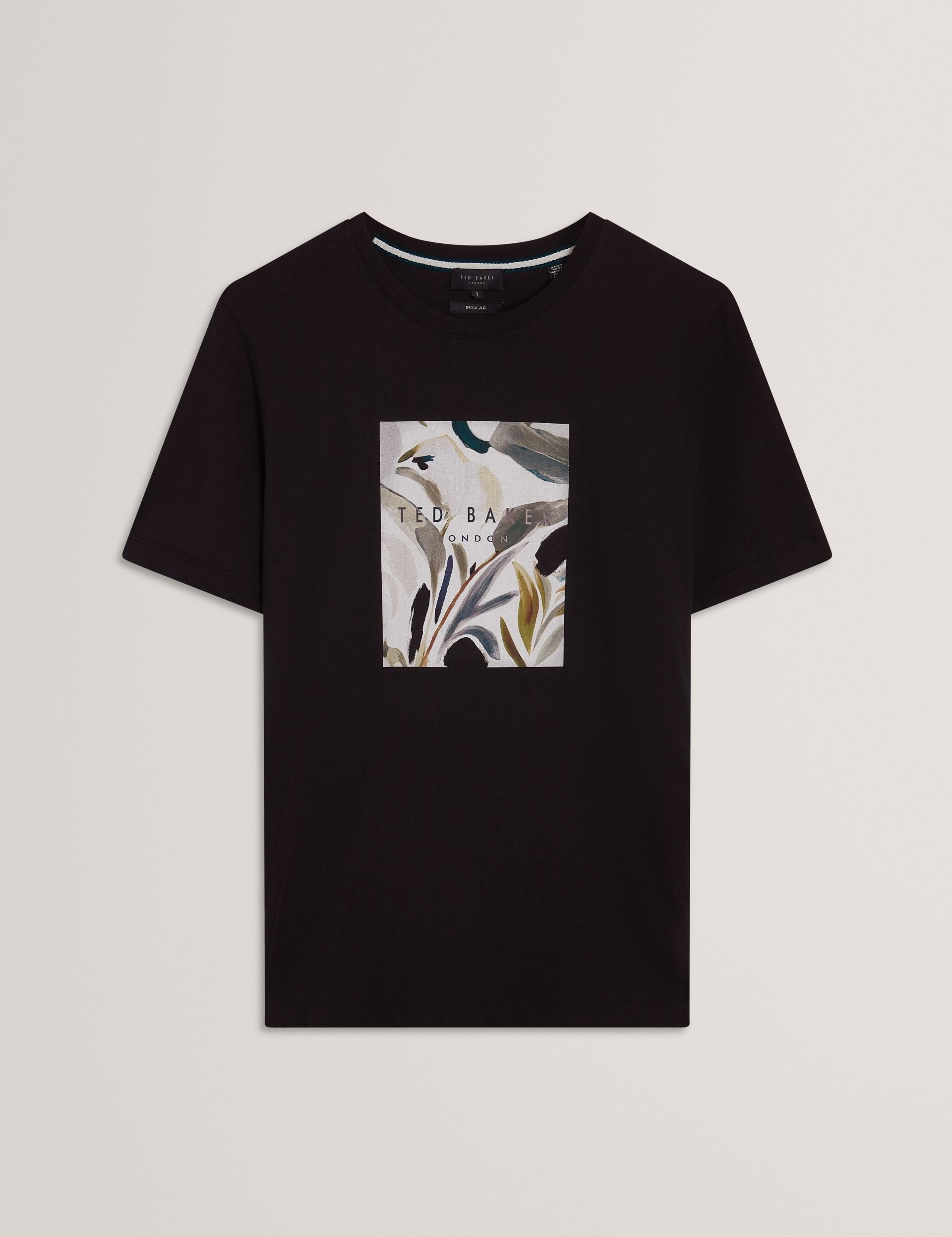 Men JUSTINOO - Black Branded Box Print Graphic Cotton T-Shirt - Ted Baker