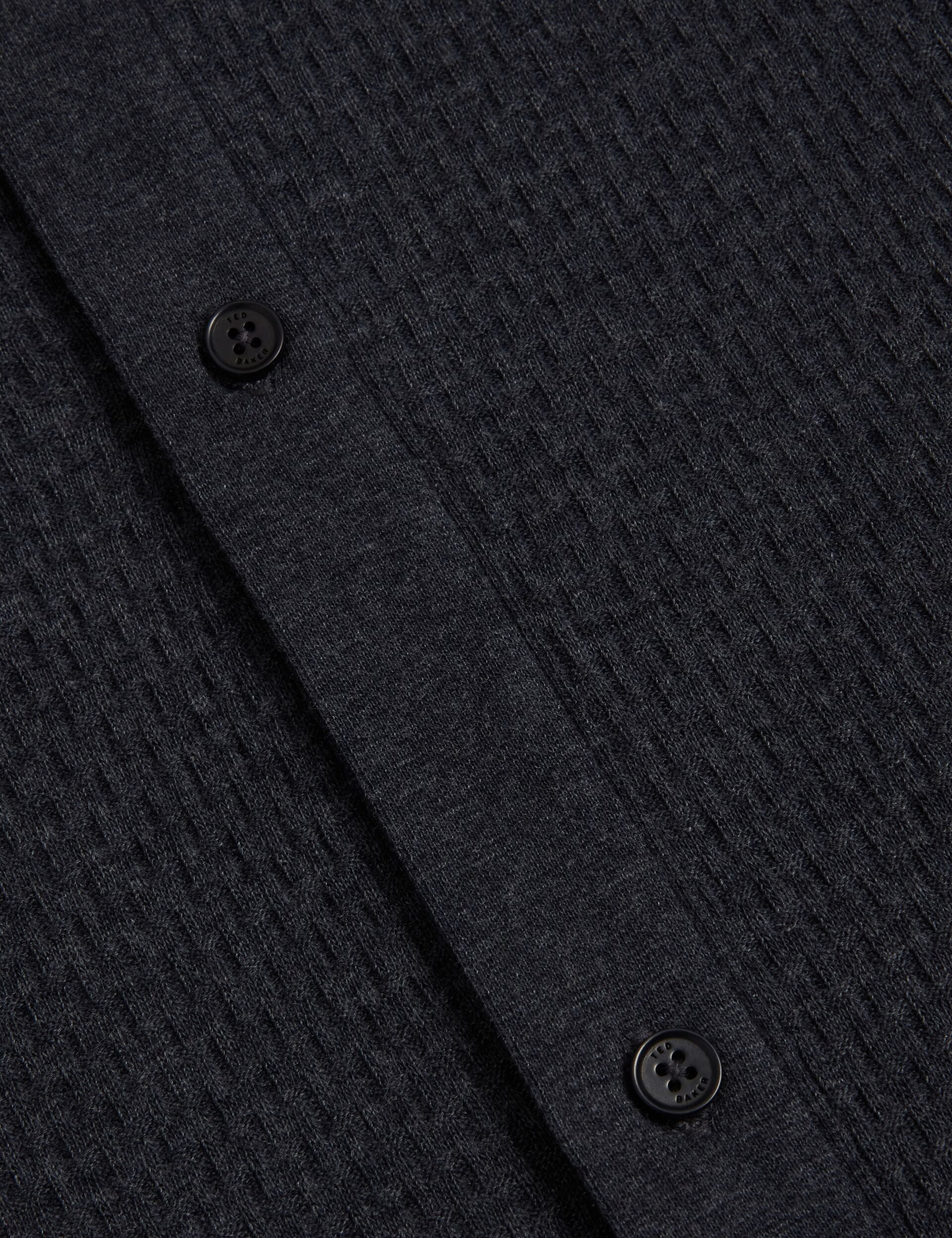 Men CONNYR Textured Knit Button-Through Polo Shirt in Navy - Ted Baker
