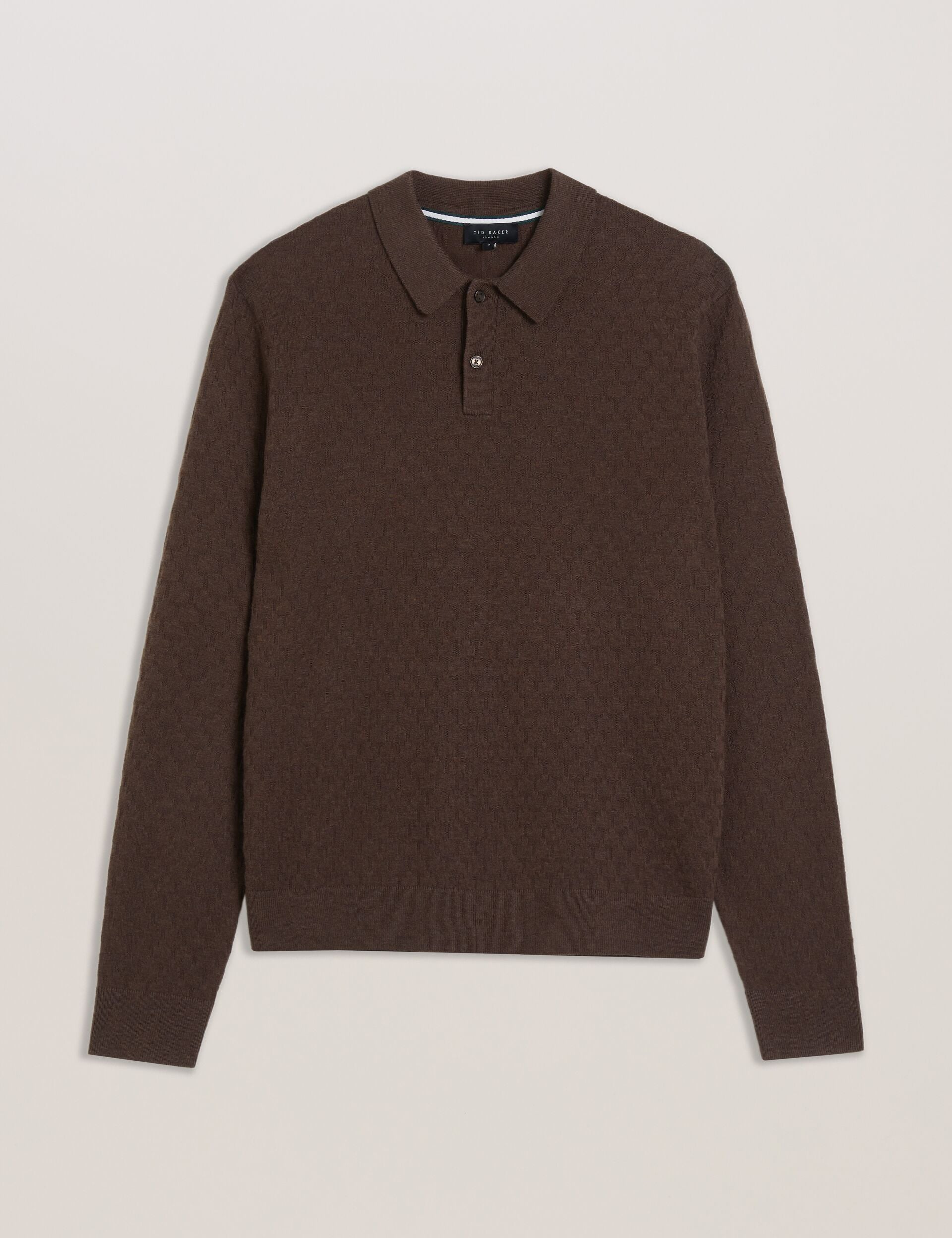 Men MORAR - Long Sleeve T Stitch Knitted Polo - Ted Baker