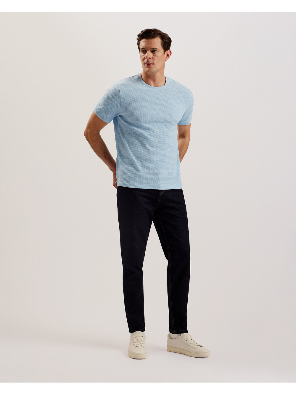 Men CURLYS - Textured Knit Cotton Short Sleeve T-Shirt - Ted Baker
