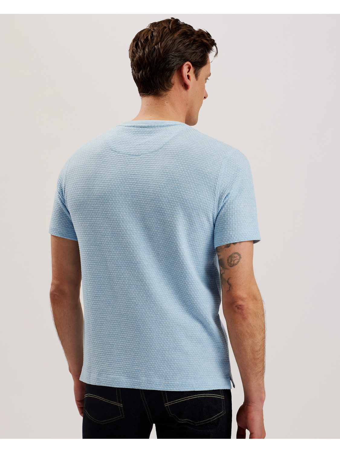 Men CURLYS - Textured Knit Cotton Short Sleeve T-Shirt - Ted Baker