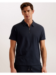 Men ZARKES - Ribbed Texture Zip Neck Cotton Polo Shirt - Ted Baker