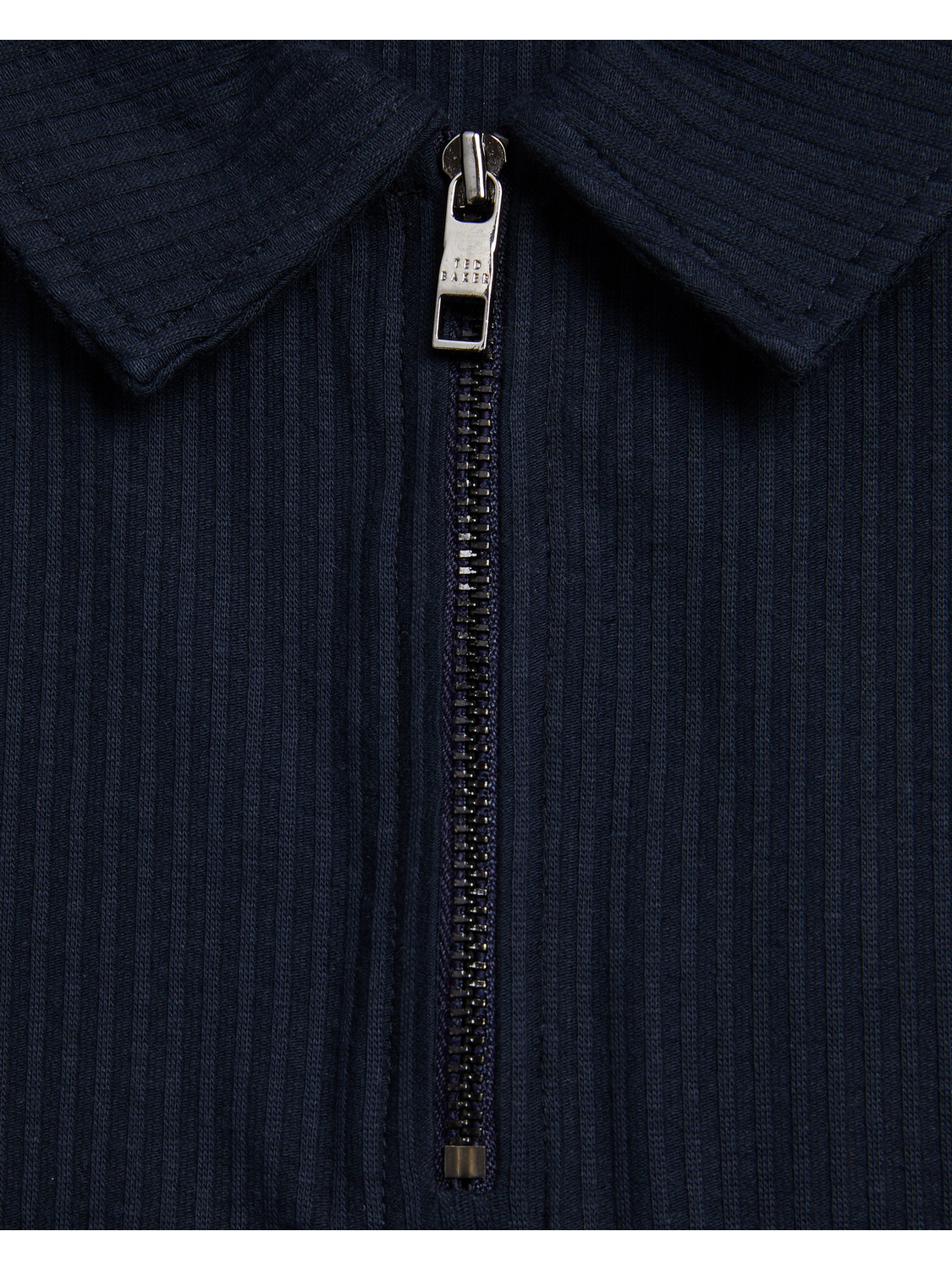 Men ZARKES - Ribbed Texture Zip Neck Cotton Polo Shirt - Ted Baker