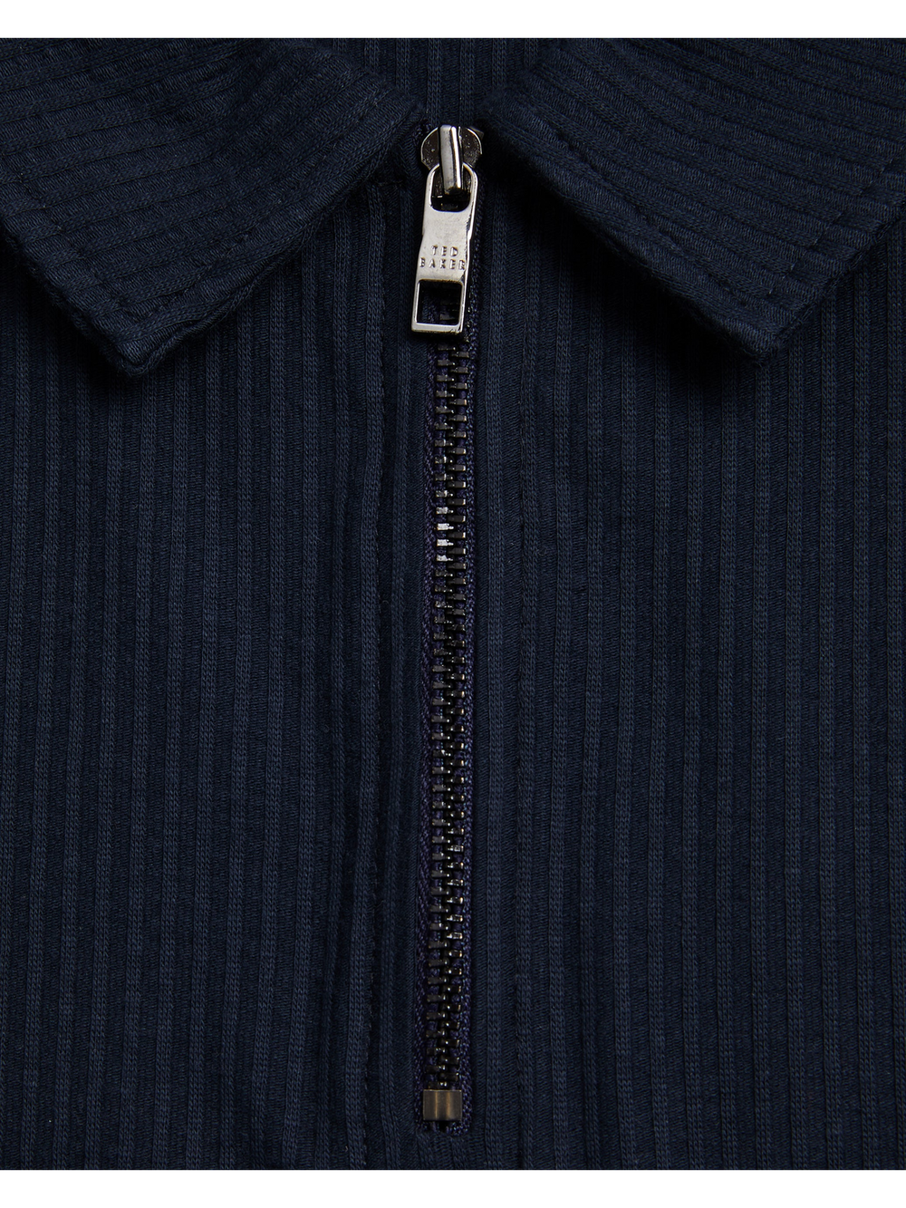 Men ZARKES - Ribbed Texture Zip Neck Cotton Polo Shirt - Ted Baker