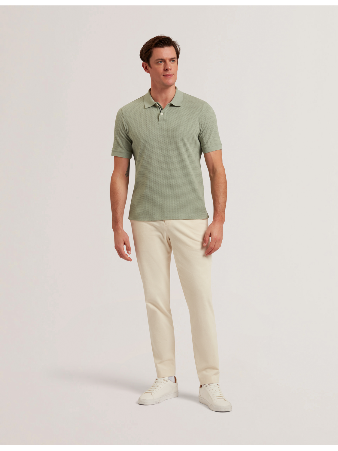 Men REDMAN - Textured Pure Cotton Knitted Polo Shirt - Ted Baker
