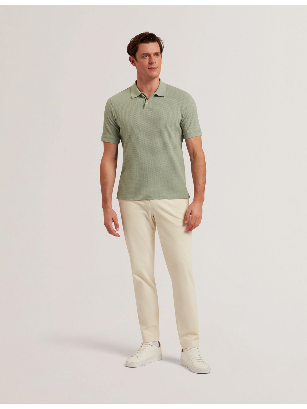 Men REDMAN - Textured Pure Cotton Knitted Polo Shirt - Ted Baker