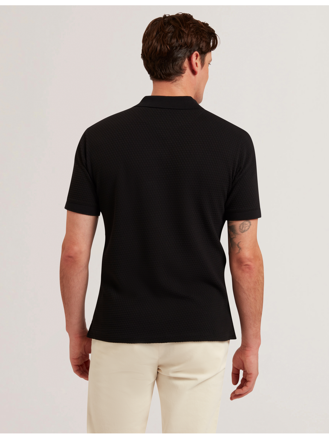 Men REDMAN - Textured Pure Cotton Knitted Polo Shirt - Ted Baker