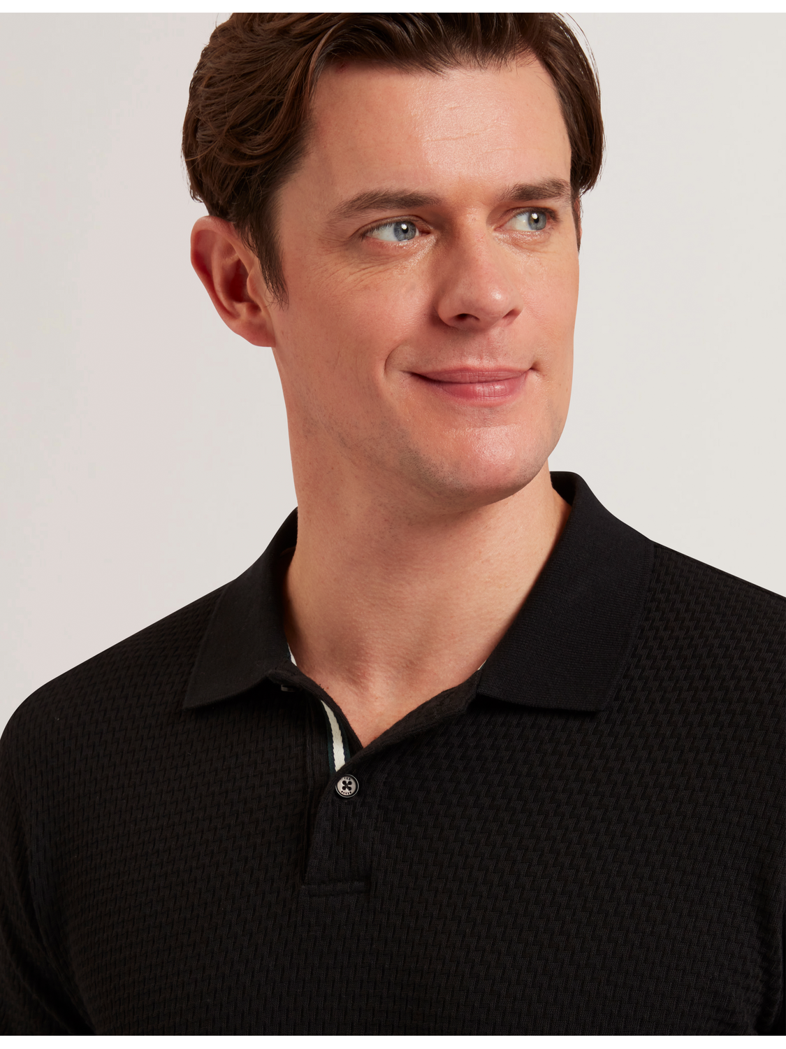 Men REDMAN - Textured Pure Cotton Knitted Polo Shirt - Ted Baker