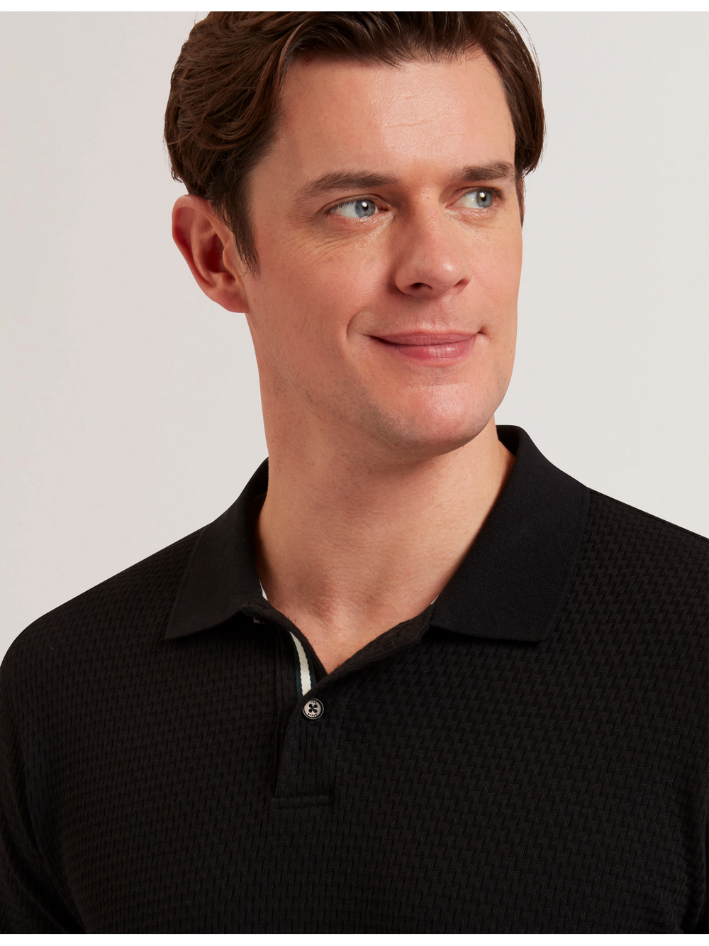 Men REDMAN - Textured Pure Cotton Knitted Polo Shirt - Ted Baker