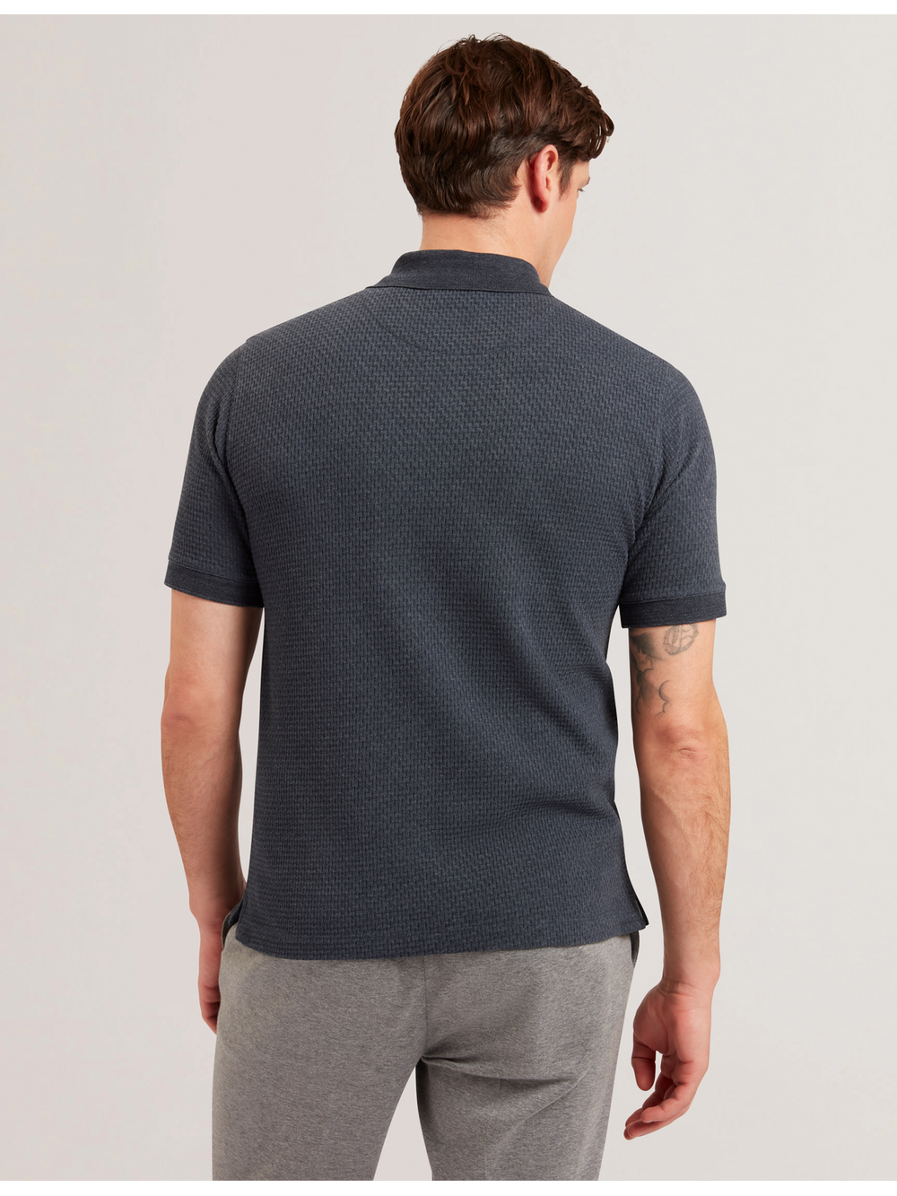 Men REDMAN - Textured Pure Cotton Knitted Polo Shirt - Ted Baker