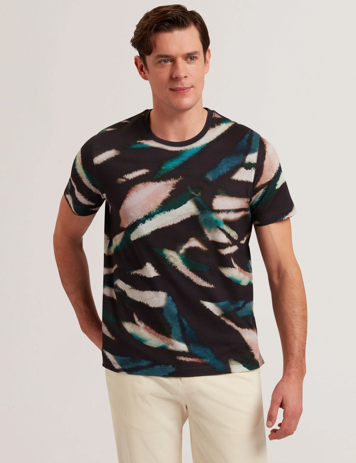 Men WILSDOR - Abstract Print Knitted Jersey T-Shirt - Ted Baker