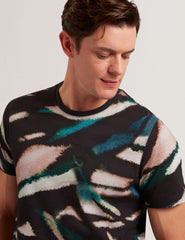Men WILSDOR - Abstract Print Knitted Jersey T-Shirt - Ted Baker