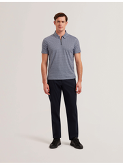 Men OUNSLO - Printed Zip Neck Cotton Polo Shirt - Ted Baker