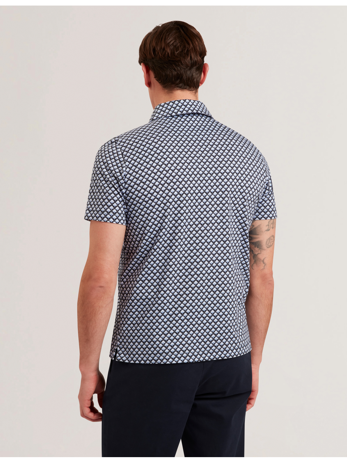 Men OUNSLO - Printed Zip Neck Cotton Polo Shirt - Ted Baker