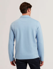 Men KALEND - Herringbone Zip Neck Long Sleeve Polo Shirt - Ted Baker