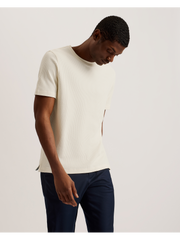 Men CURLYS Zig Zag Texture Knitted Cotton T-Shirt - Ted Baker