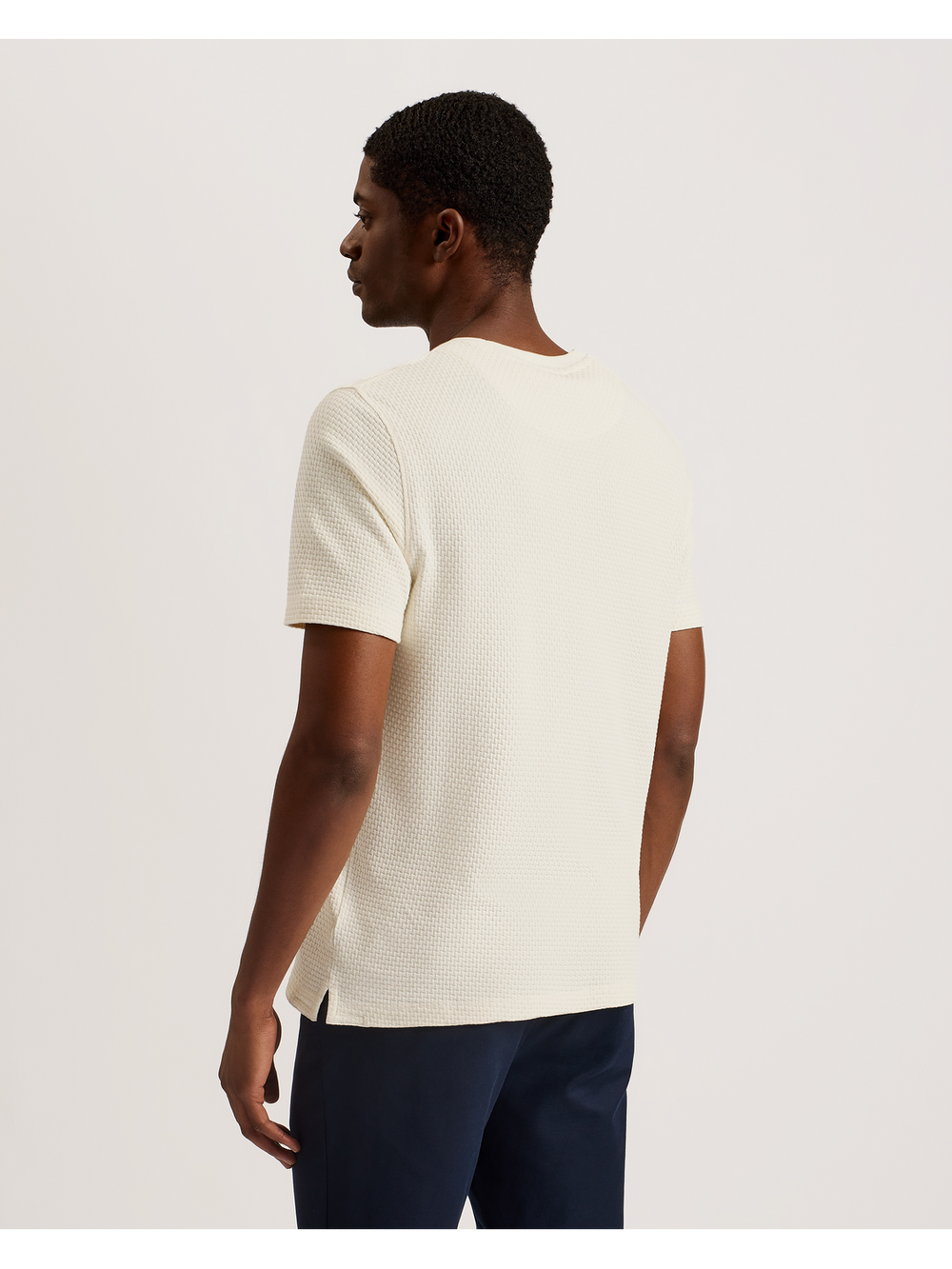 Men CURLYS Zig Zag Texture Knitted Cotton T-Shirt - Ted Baker