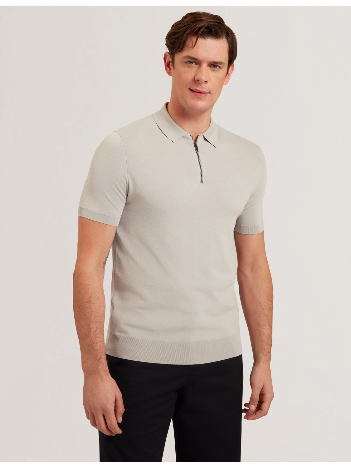 Men DALDIN - SS Rayon Zip Polo - Ted Baker