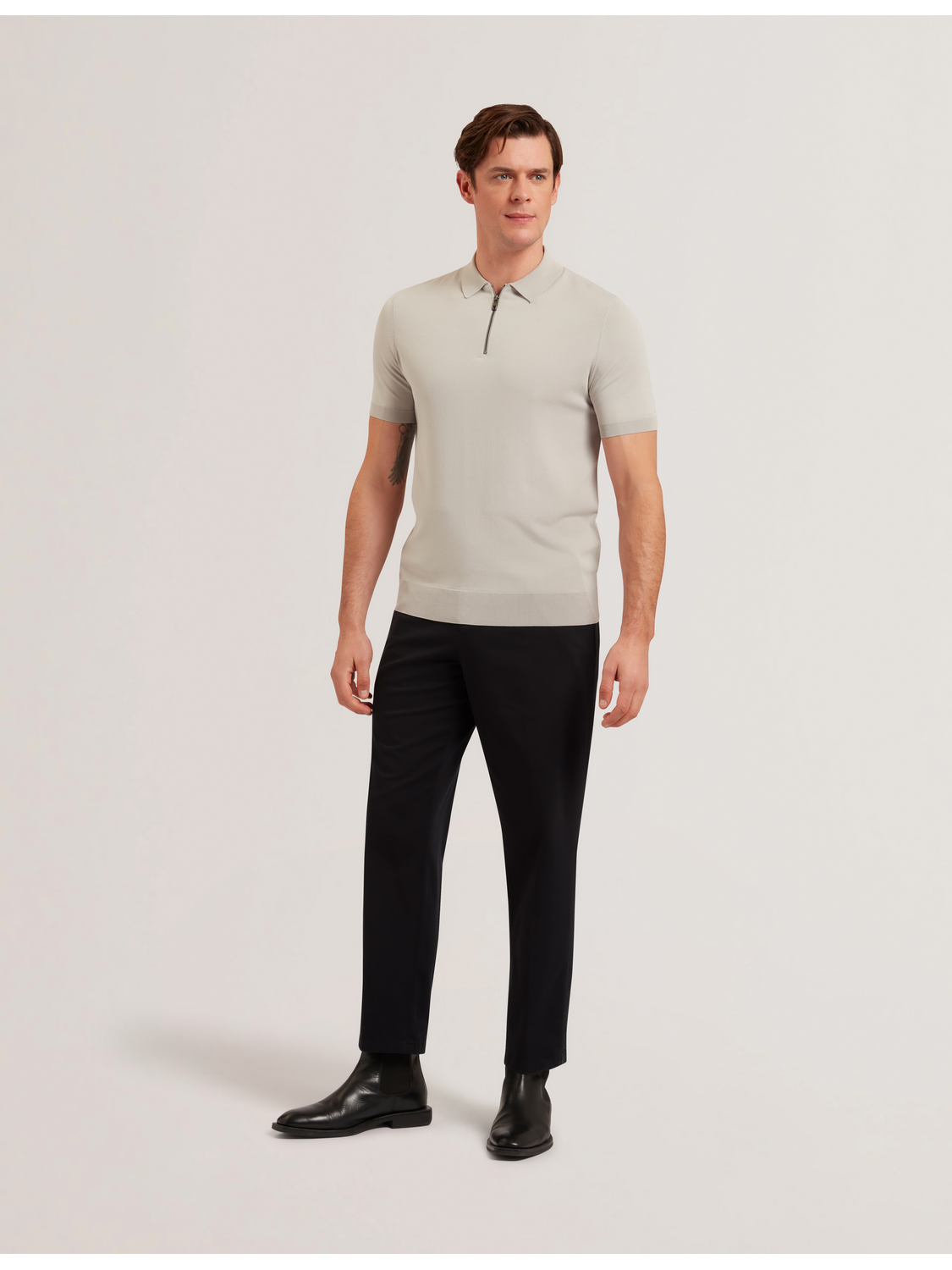 Men DALDIN - SS Rayon Zip Polo - Ted Baker