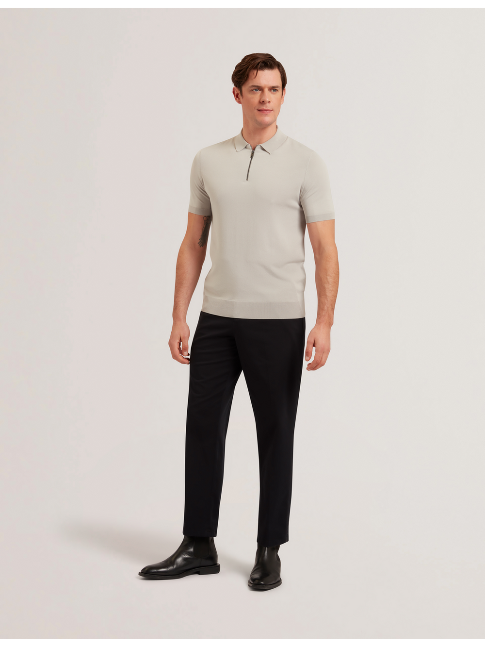 Men DALDIN - SS Rayon Zip Polo - Ted Baker