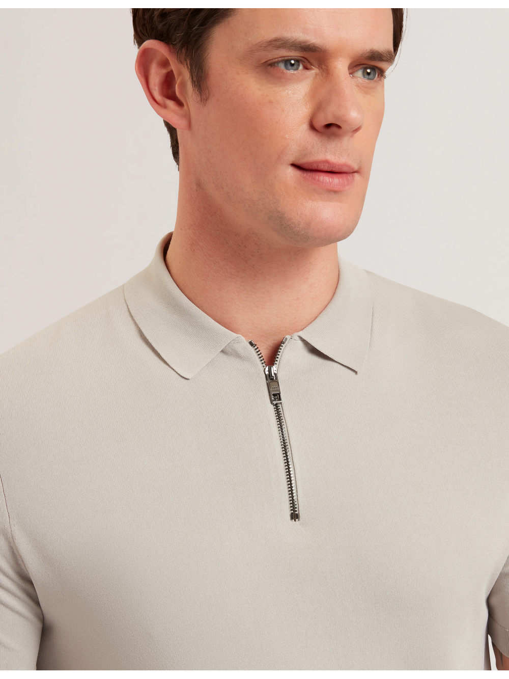 Men DALDIN - SS Rayon Zip Polo - Ted Baker