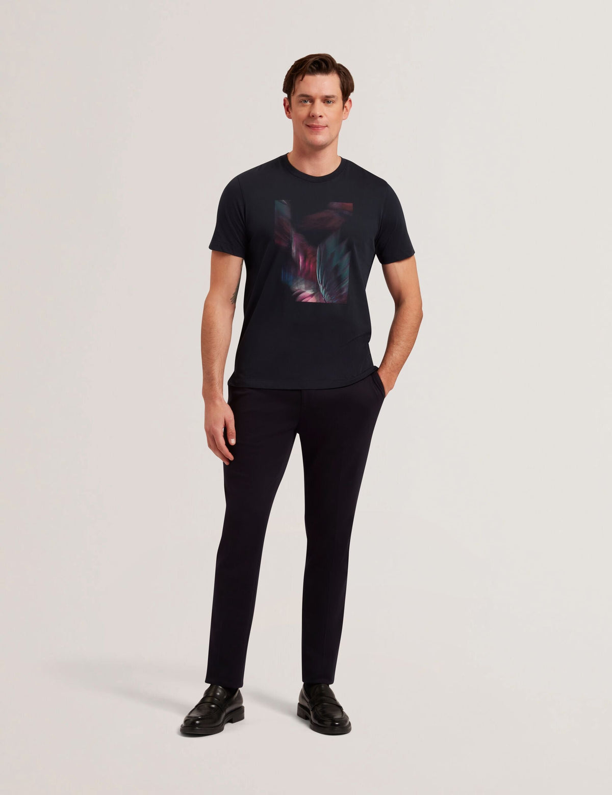 Men FETHER - Graphic Print Crew Neck Cotton T-Shirt - Ted Baker