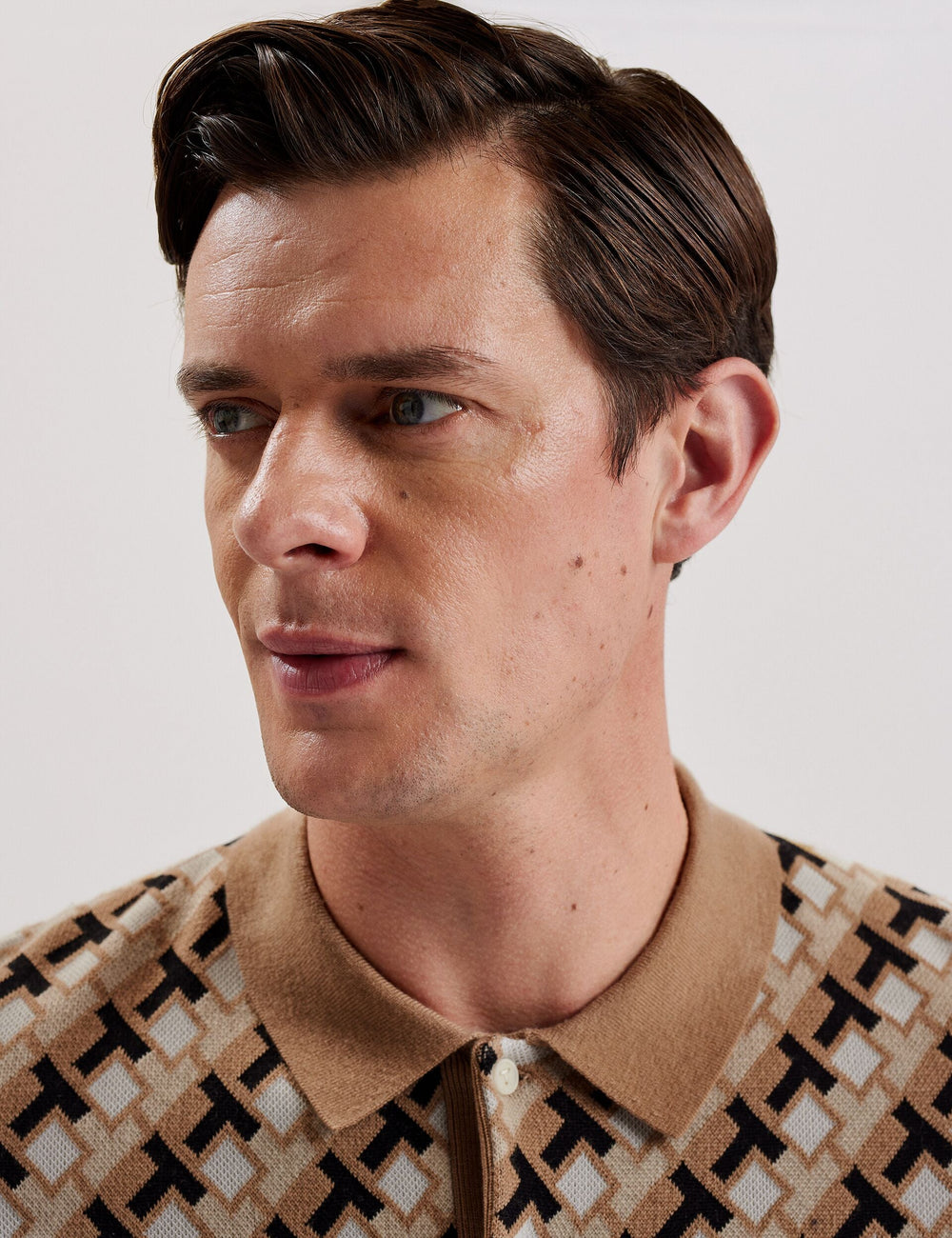 Men SEFERRY - Interlocking T Jacquard Knitted Polo Shirt - Ted Baker