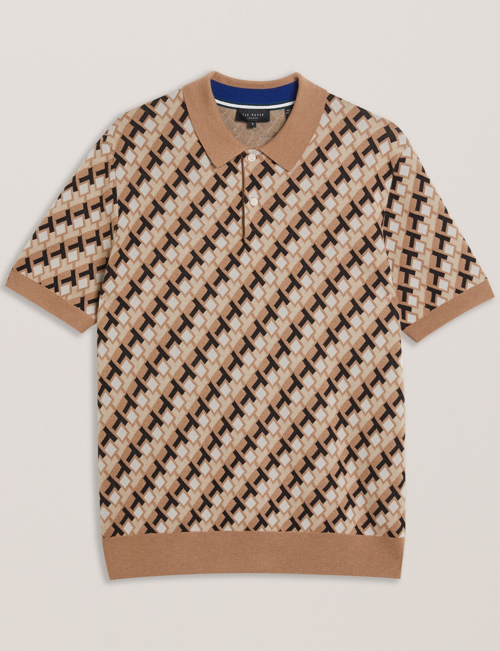 Men SEFERRY - Interlocking T Jacquard Knitted Polo Shirt - Ted Baker