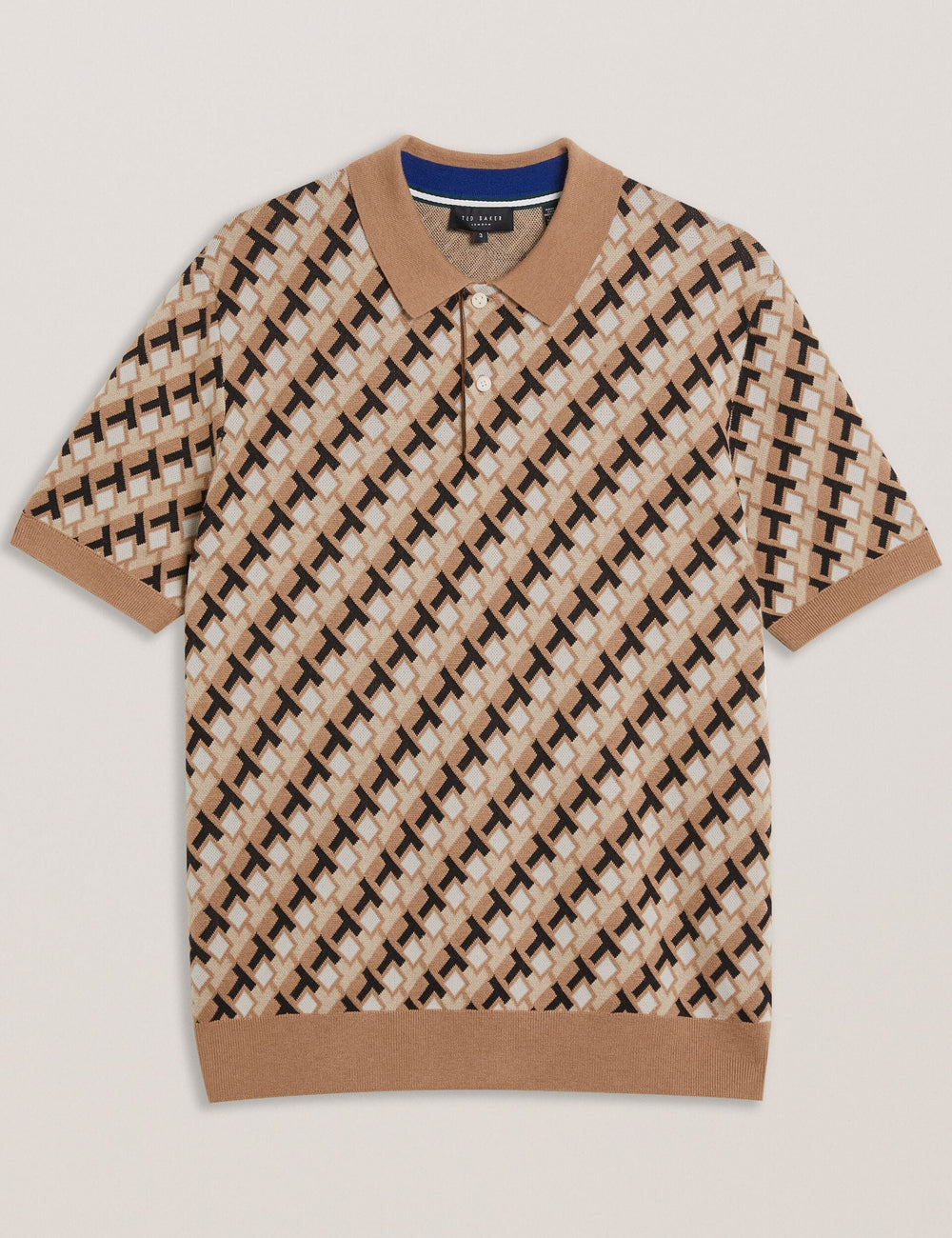 Men SEFERRY - Interlocking T Jacquard Knitted Polo Shirt - Ted Baker