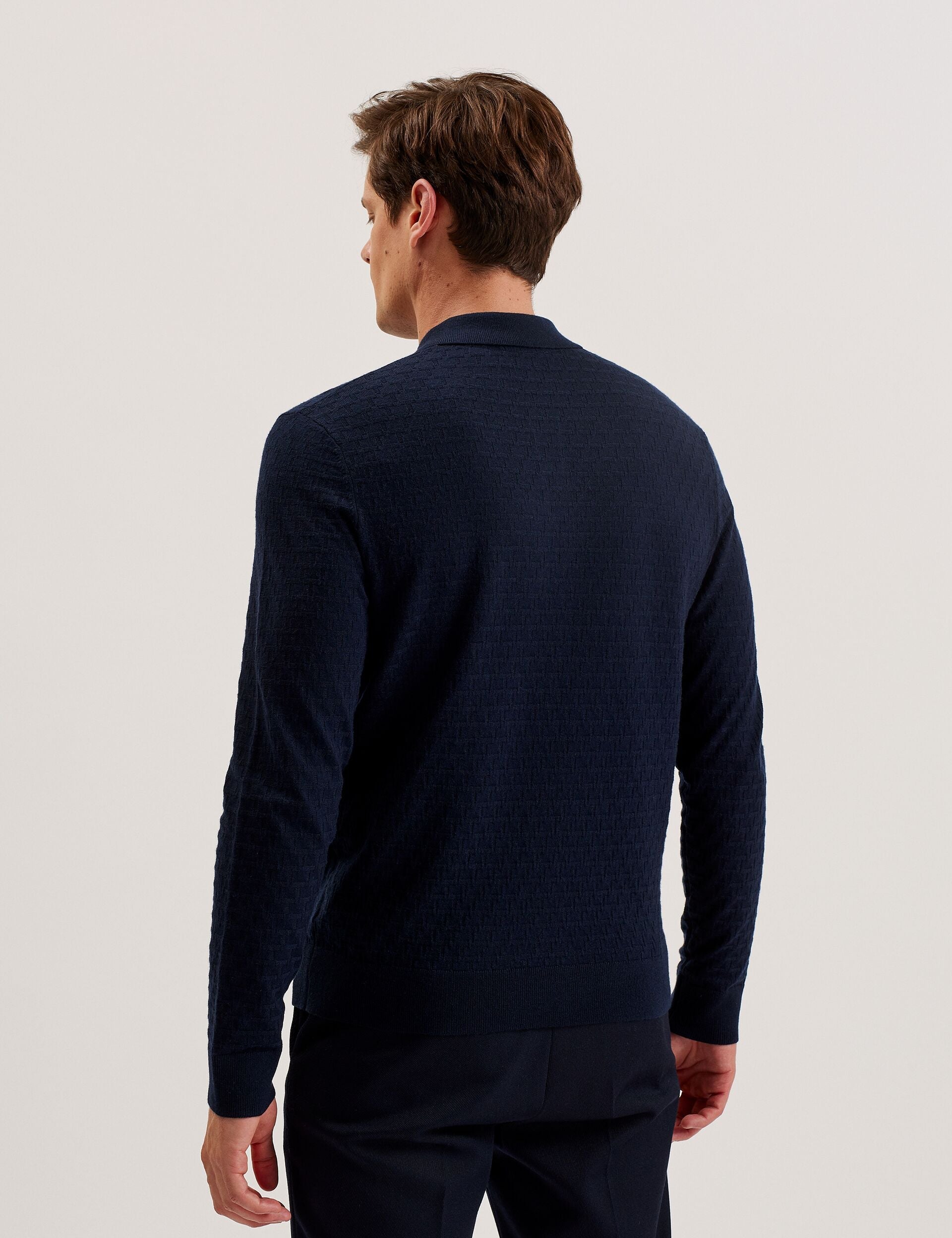 Men MORAR - T Knit Long Sleeve Polo Top - Ted Baker
