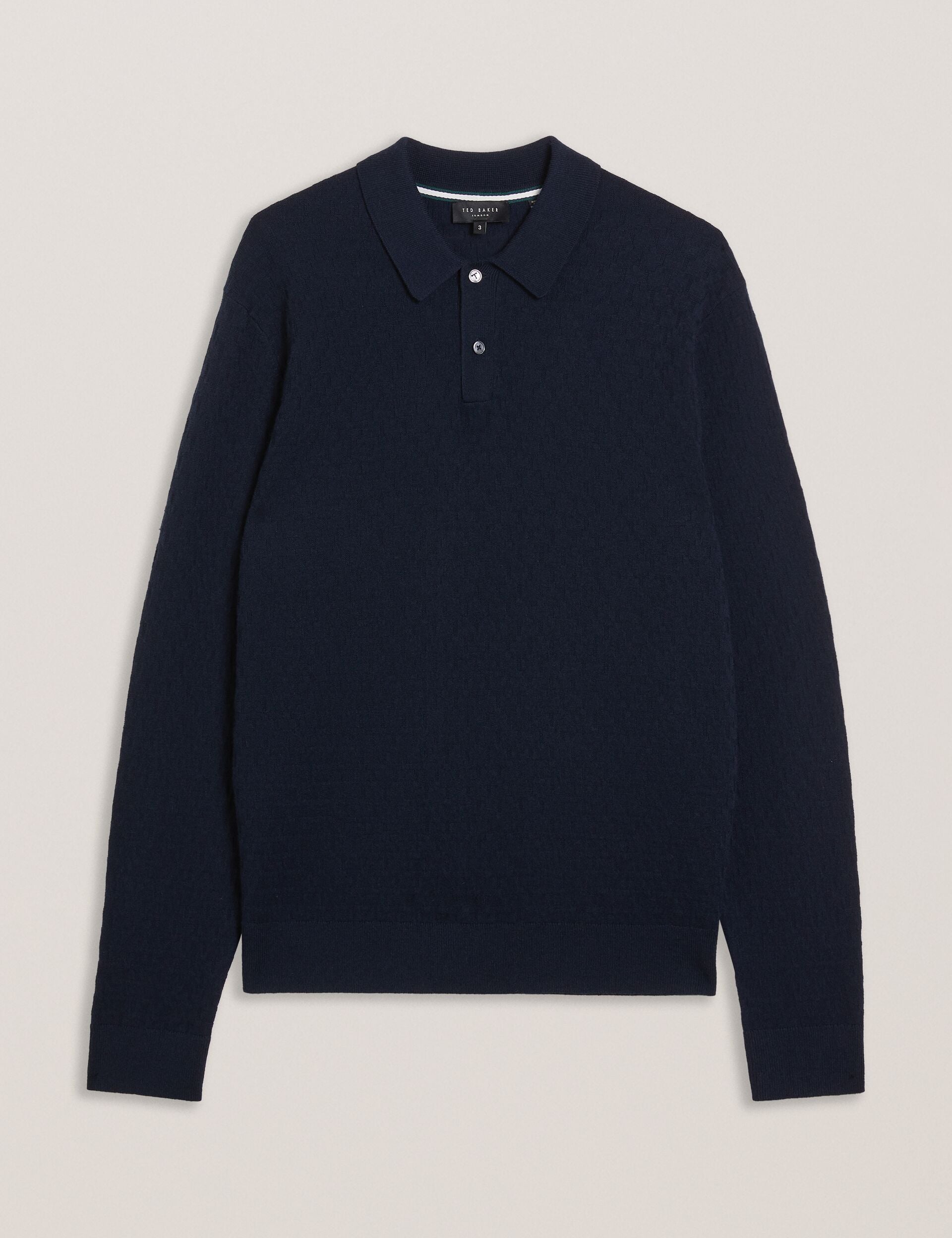 Men MORAR - T Knit Long Sleeve Polo Top - Ted Baker