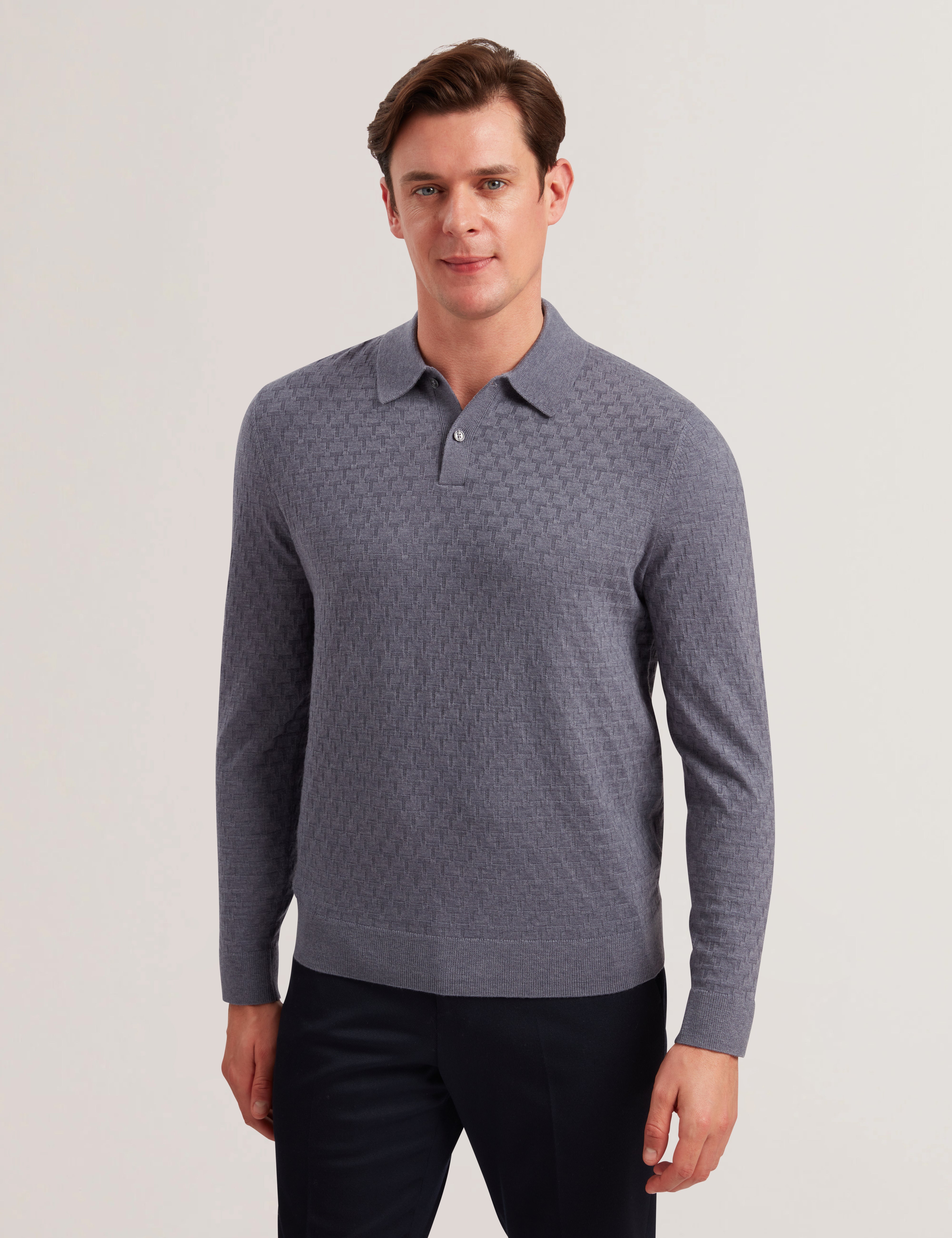 Men MORAR - T Knit Long Sleeve Polo Top - Ted Baker