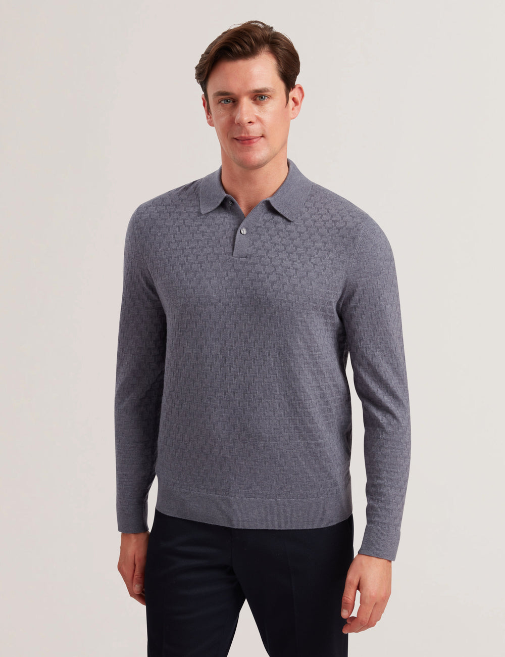 Men MORAR - T Knit Long Sleeve Polo Top - Ted Baker
