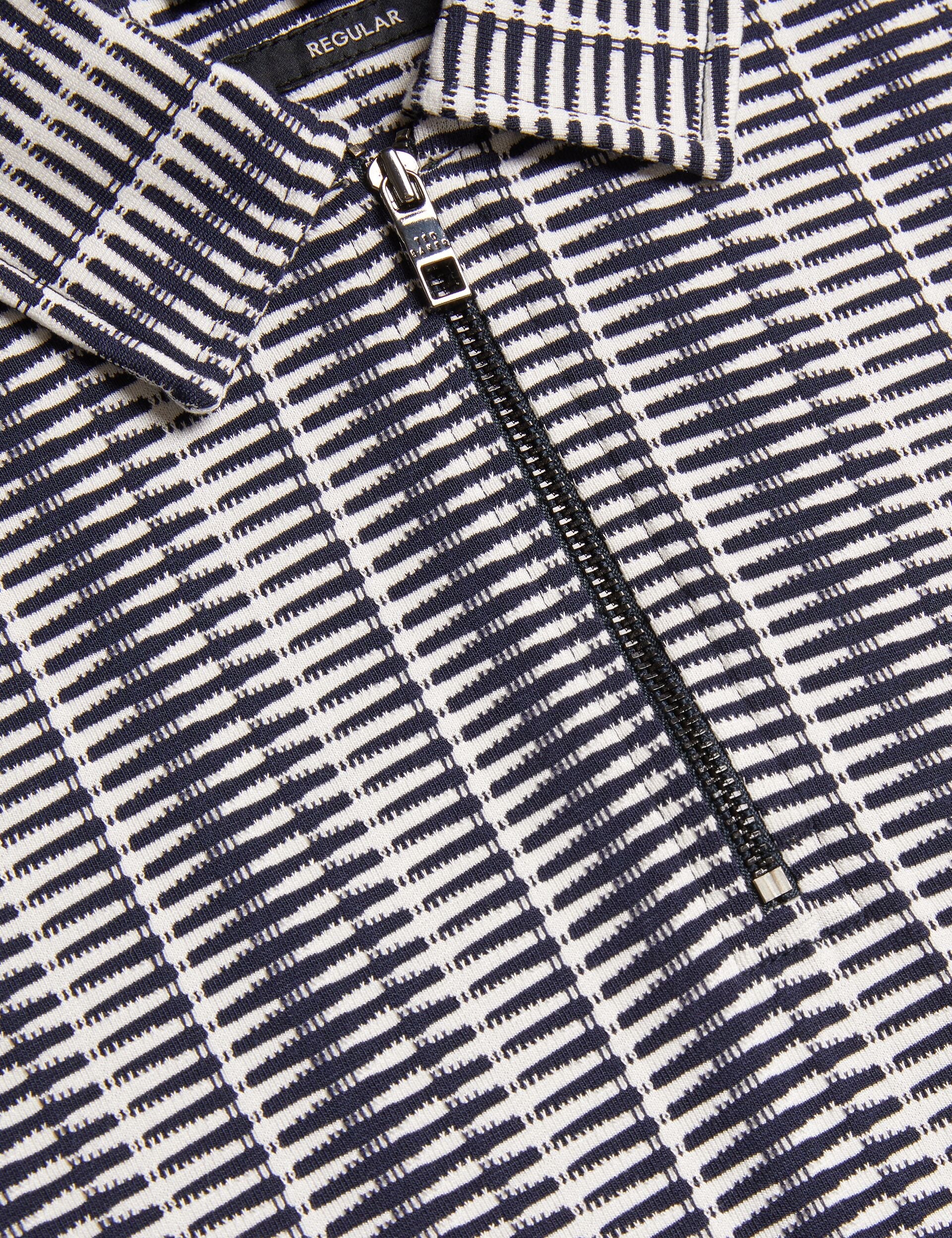Men CAPUZZO - Long Sleeve Geo Stripe Zip Polo Shirt - Ted Baker