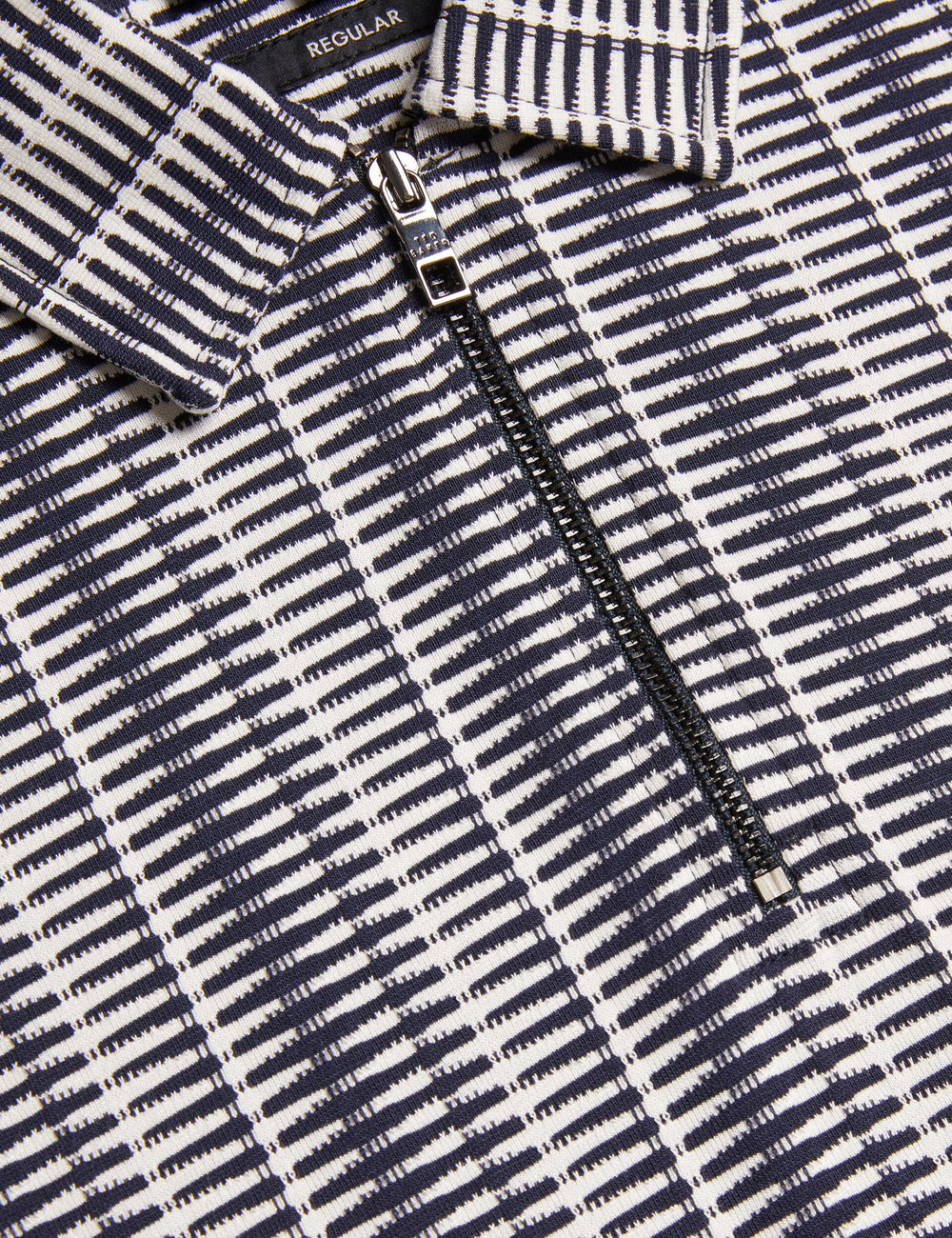 Men CAPUZZO - Long Sleeve Geo Stripe Zip Polo Shirt - Ted Baker