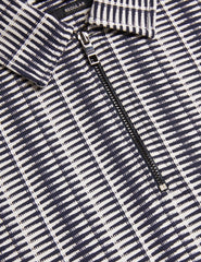 Men CAPUZZO - Long Sleeve Geo Stripe Zip Polo Shirt - Ted Baker