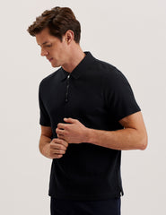 Men ELGRAVE - Ribbed Cotton Zip Neck Polo Shirt - Ted Baker