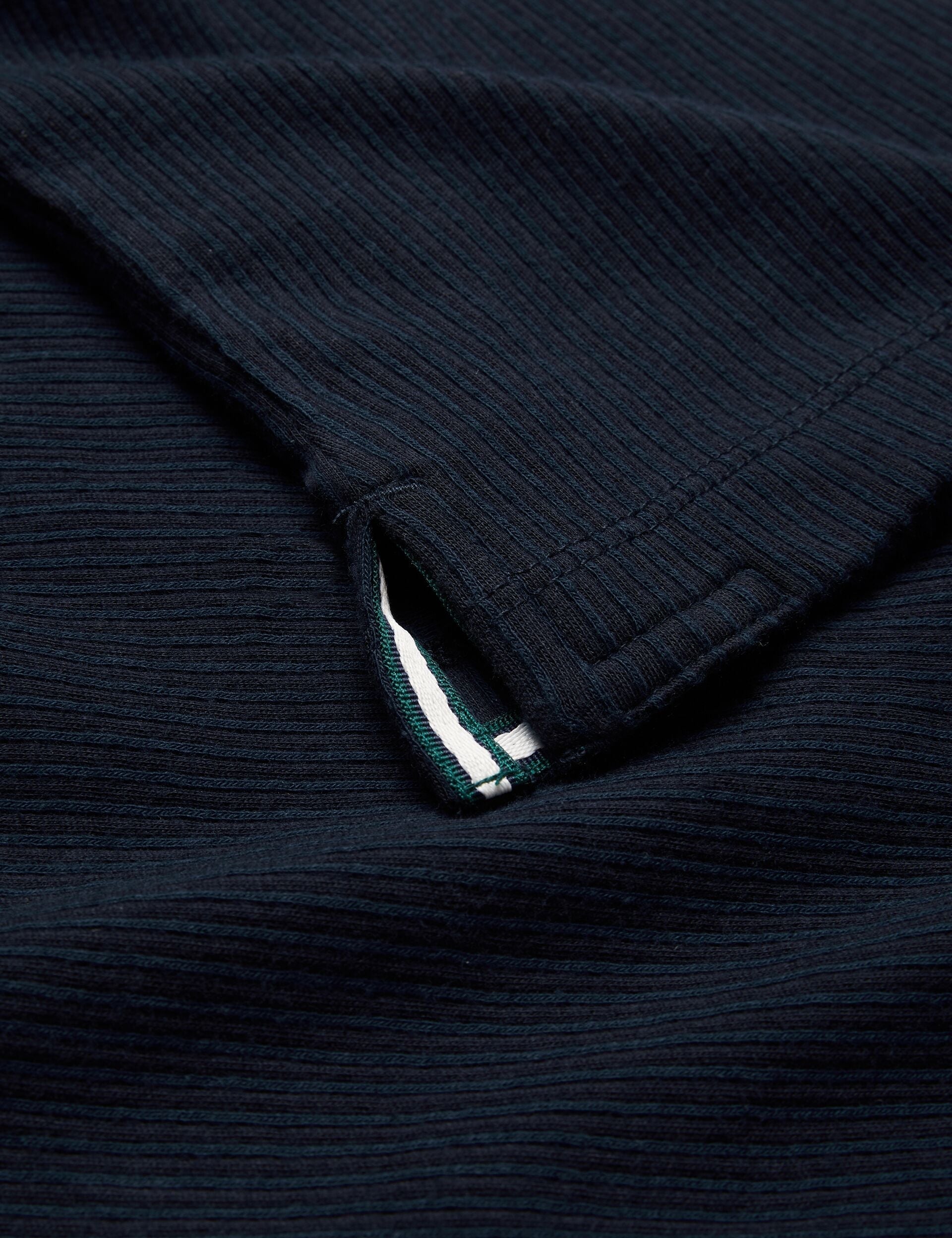 Men ELGRAVE - Ribbed Cotton Zip Neck Polo Shirt - Ted Baker